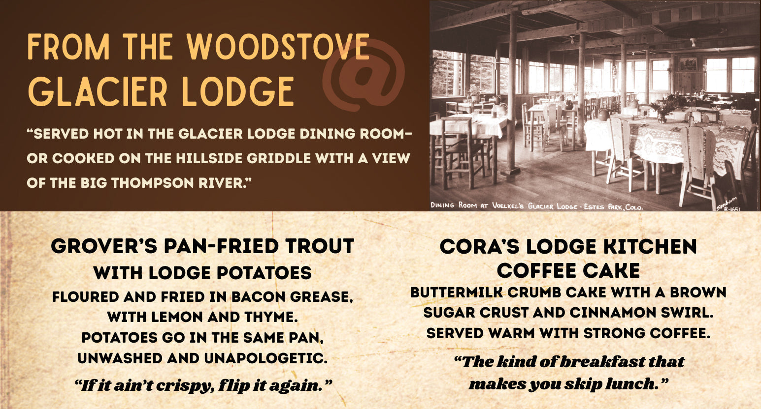 Voelkel's Glacier Lodge - 'From The Woodstove'
